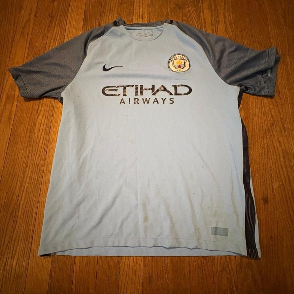 Manchester City Nike 2013-14 Home Kit Jersey - Etihad Airways‎ - Blue/Grey